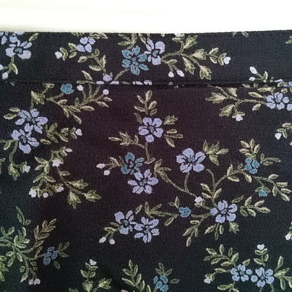 L.L. Bean Floral Lined Women's A-Line Skirt Plus 14P Black Blue - Picture 2 of 14